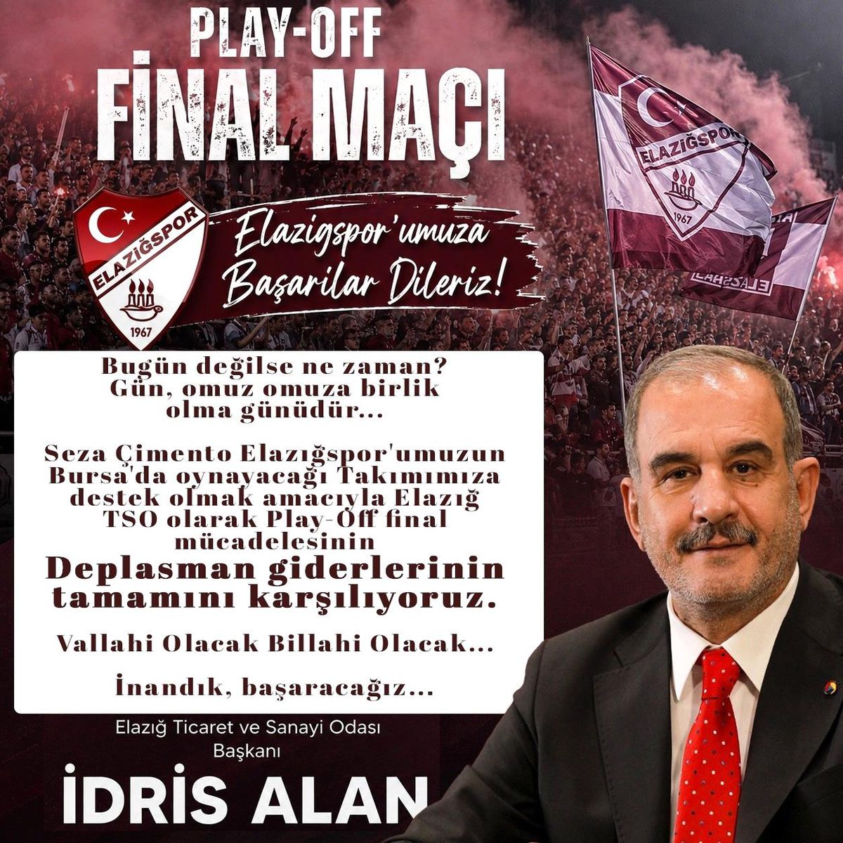 Elazığspor\'a Destek: Giderler Elazığ TSO\'dan