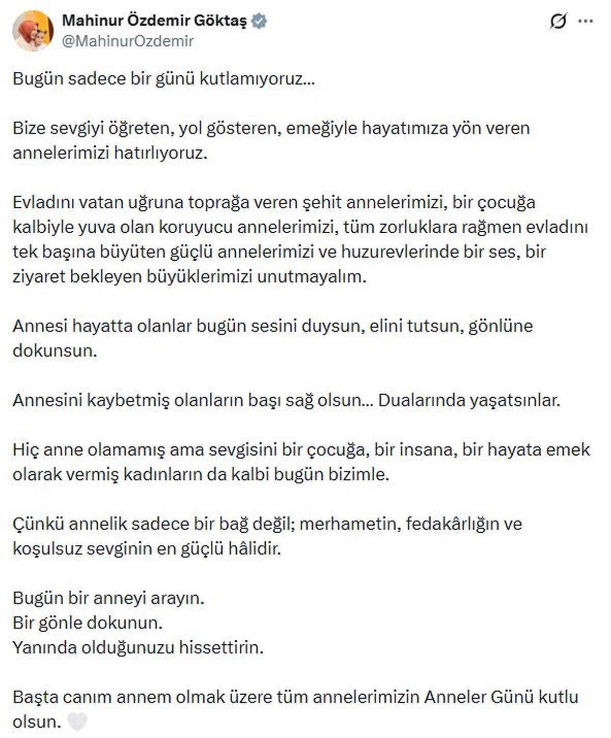 Bakan Göktaş\'tan \'Anneler Günü\' mesajı