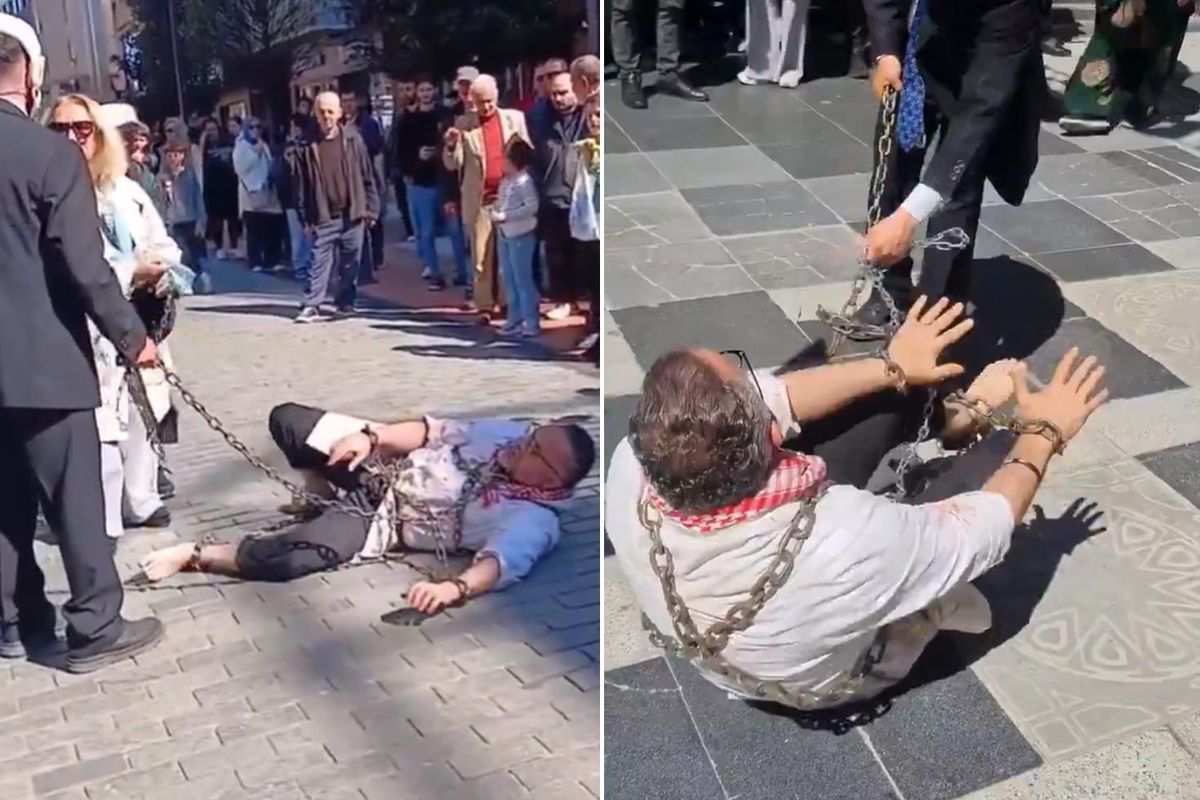 Trabzon\'da dikkat çeken İsrail protestosu! Vatandaşlar şaşkınlıkla izledi