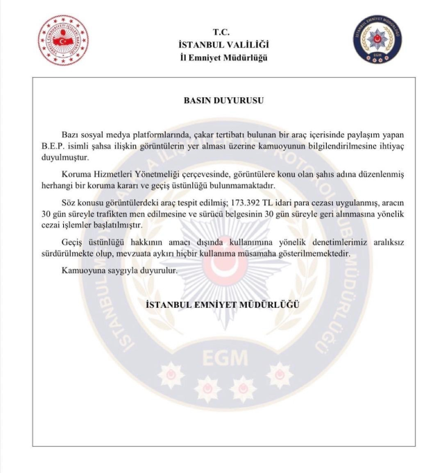 Emniyet devreye girdi: Çakarlı araçlı görüntülere ceza yağdı