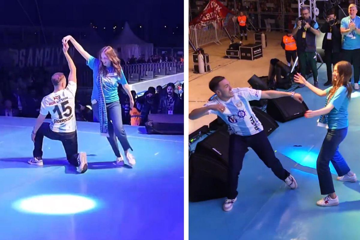 Erzurumsporlu Giorbelidze, eşiyle yaptığı dansla kutlamalara damga vurdu