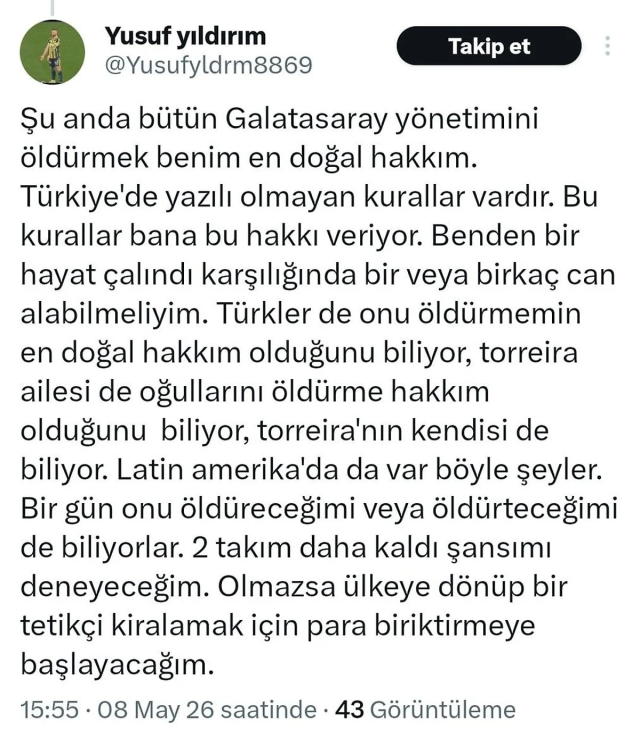 Torreira'ya saldıran kişinin tüyler ürperten mesajları ortaya çıktı