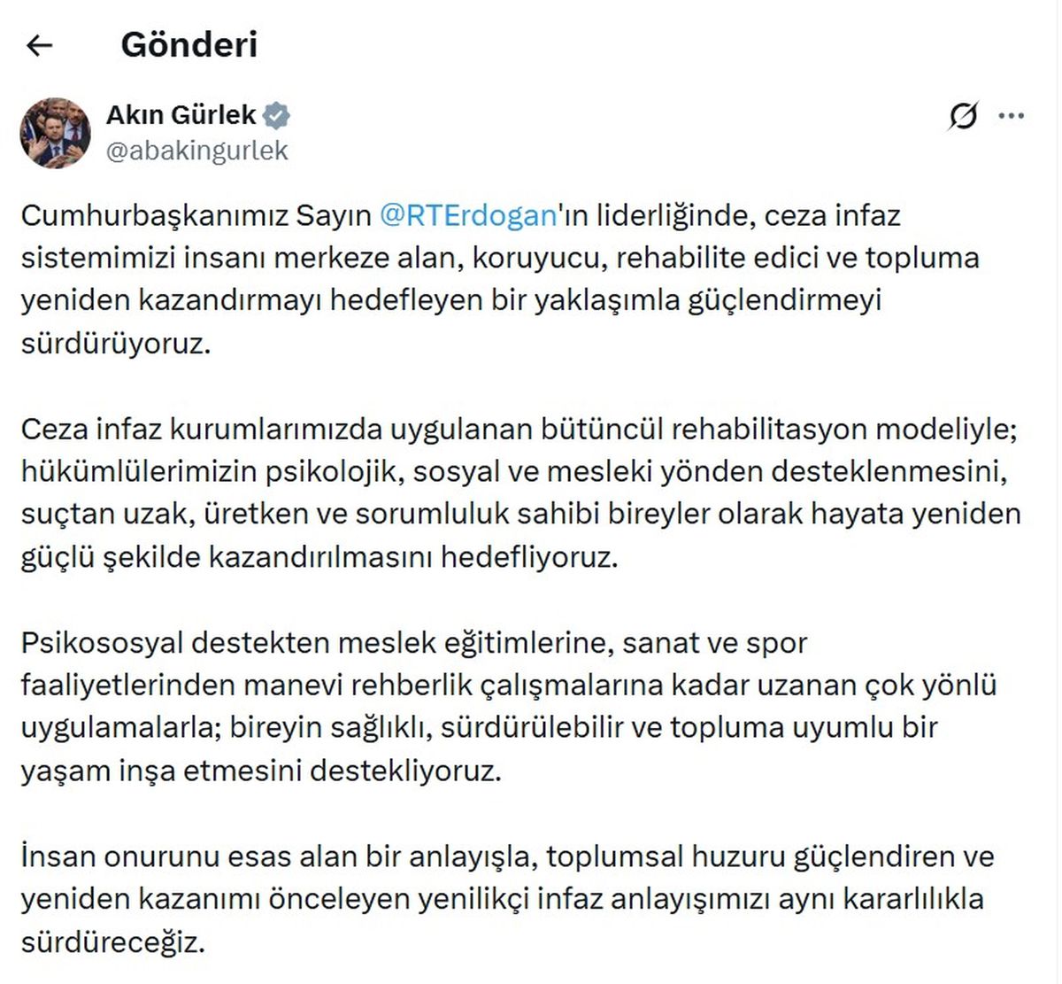 Adalet Bakanı\'ndan yenilikçi infaz vurgusu