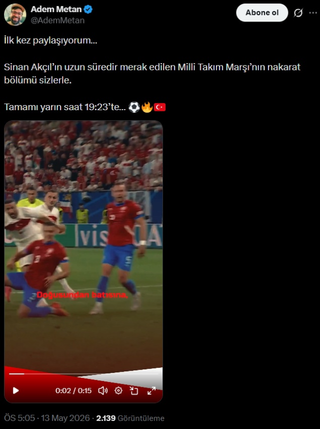 Merakla bekleniyordu! İşte Sinan Akçıl'ın yaptığı A Milli Takım marşı