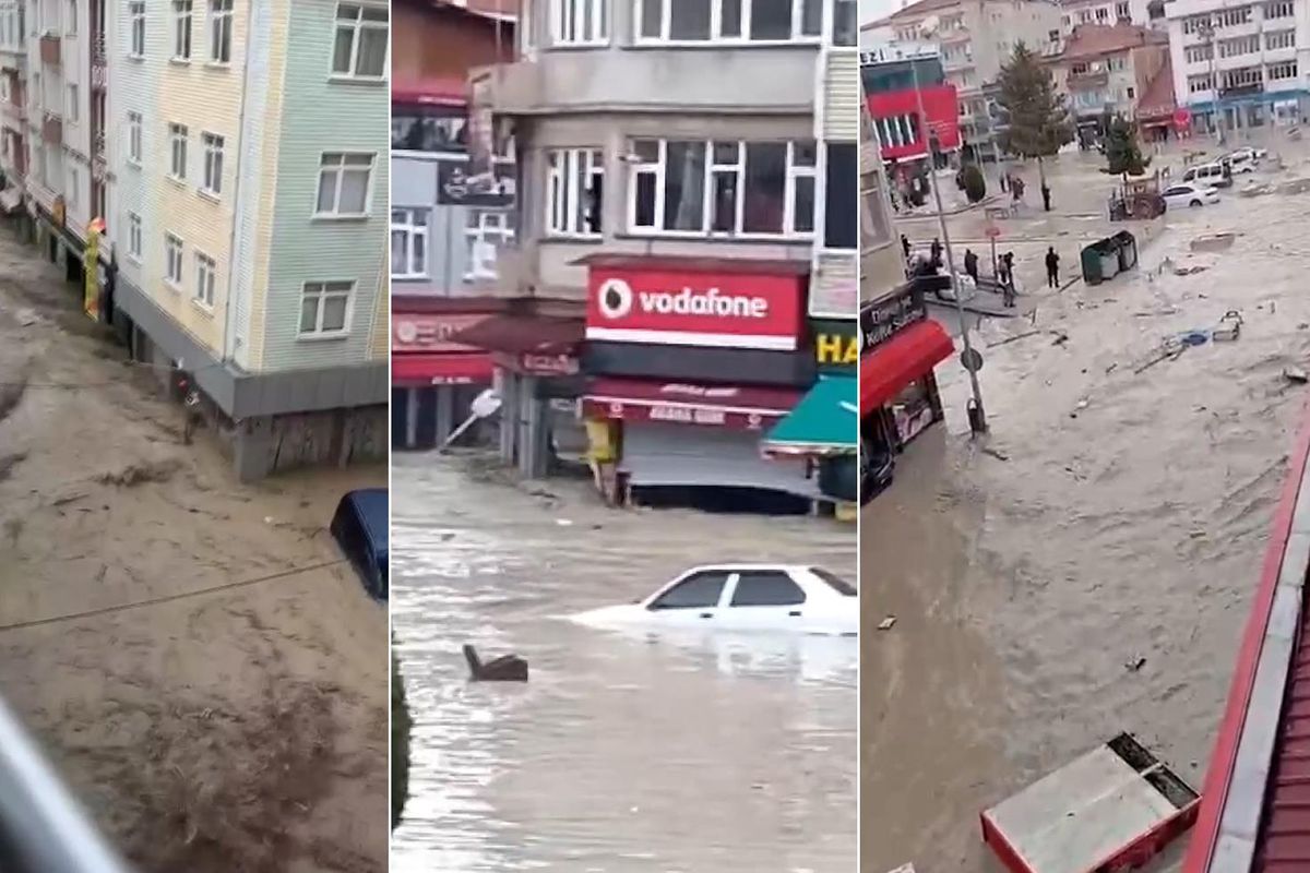 Samsun\'u vuran selin geldiği anlar kamerada