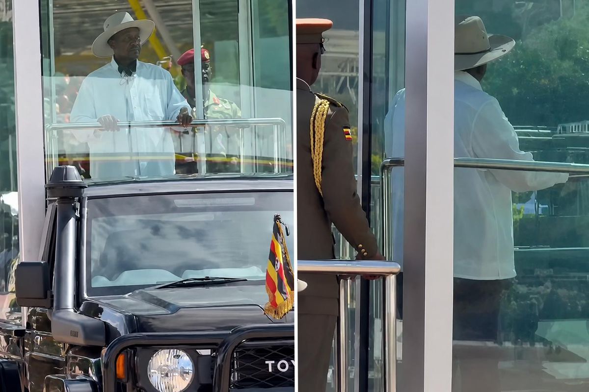 Uganda Cumhurbaşkanı Museveni törene kurşun geçirmez cam fanus içinde katıldı