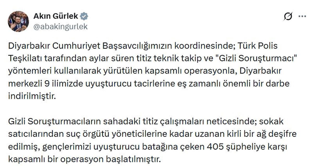 Diyarbakır merkezli 23 ilde dev narkotik operasyonu! 405 kişi gözaltına alındı