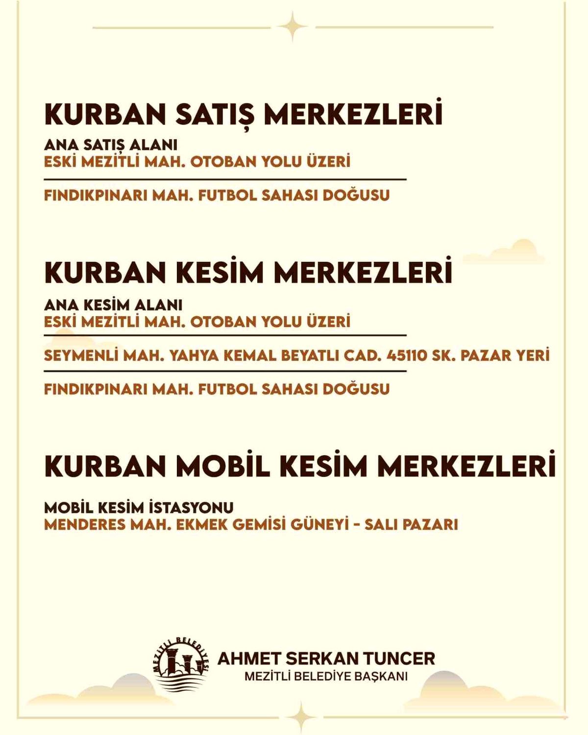 Mezitli\'de kurban kesim ve satış noktaları belirlendi