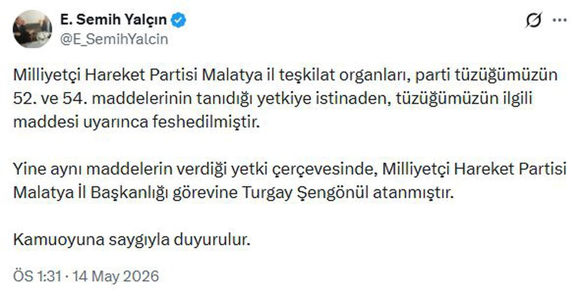 MHP Malatya Teşkilatı Feshedildi