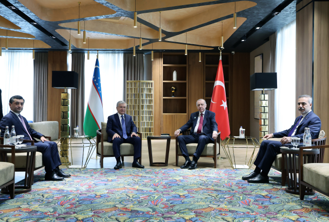 Cumhurbaşkanı Erdoğan, Özbekistan Cumhurbaşkanı Mirziyoyev ile görüştü
