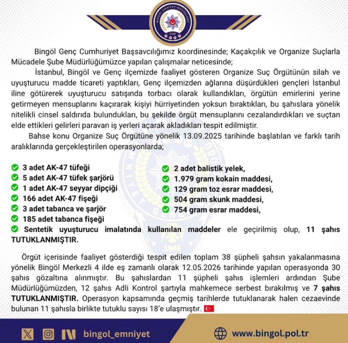 Bingöl\'de Organize Suç Operasyonu: 30 Gözaltı
