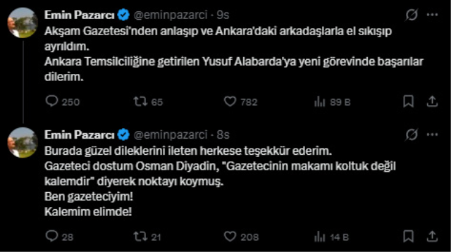 Emin Pazarcı Akşam gazetesinden ayrıldı! Kızının çakarlı videosu tepki çekmişti