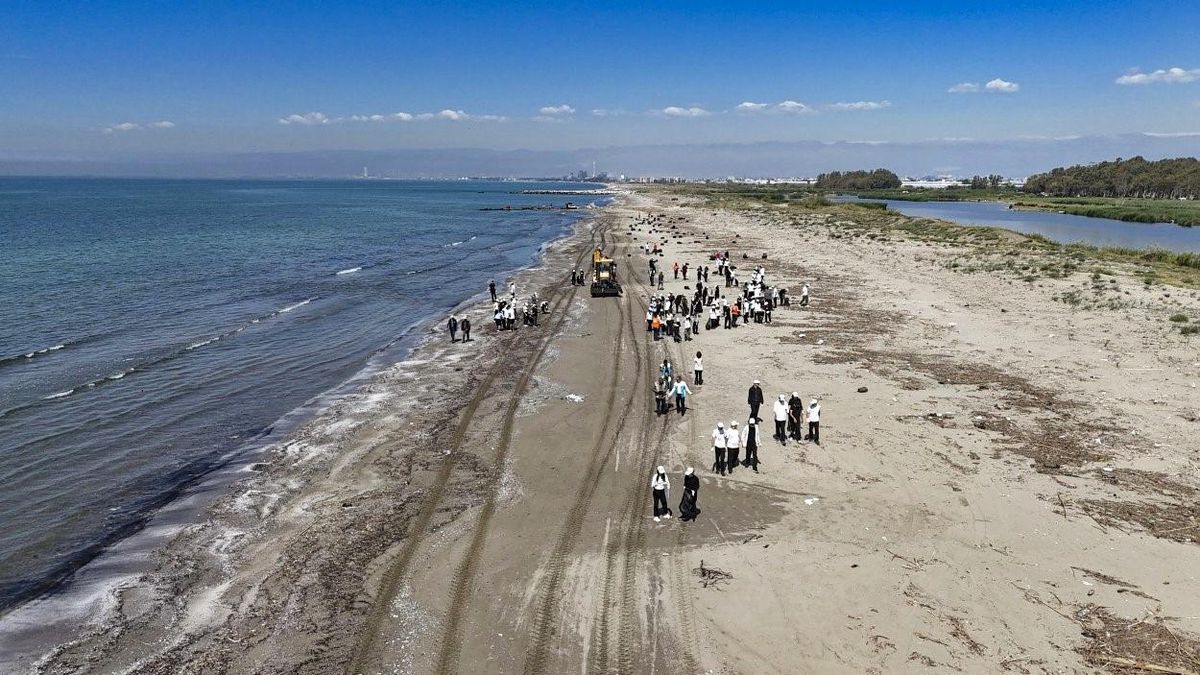 Mersin\'de öğrenciler sahil temizliği için seferber oldu