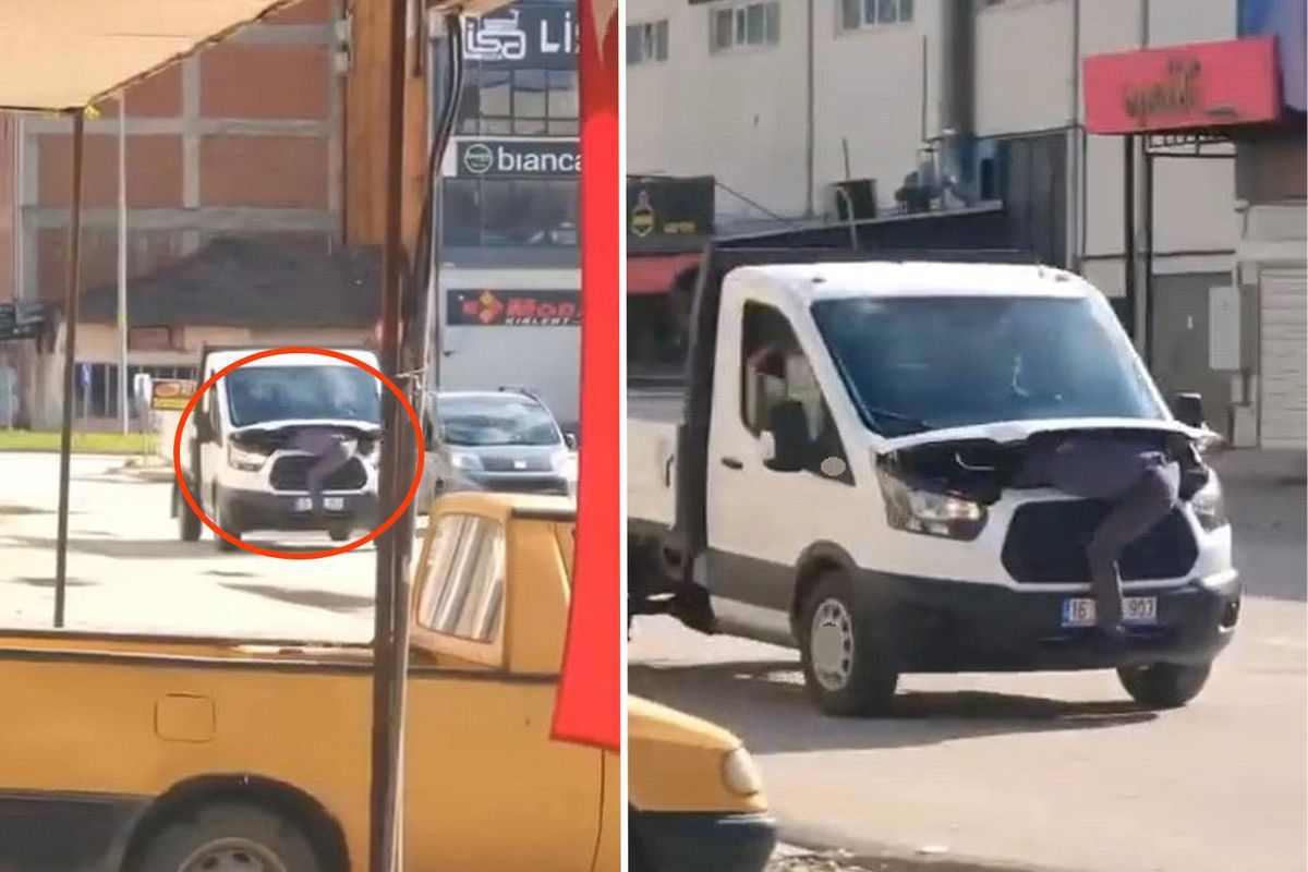 İnegöl’de dehşete düşüren görüntü: Arızayı bulmak için seyir halindeki kamyonetin motoruna çıktı