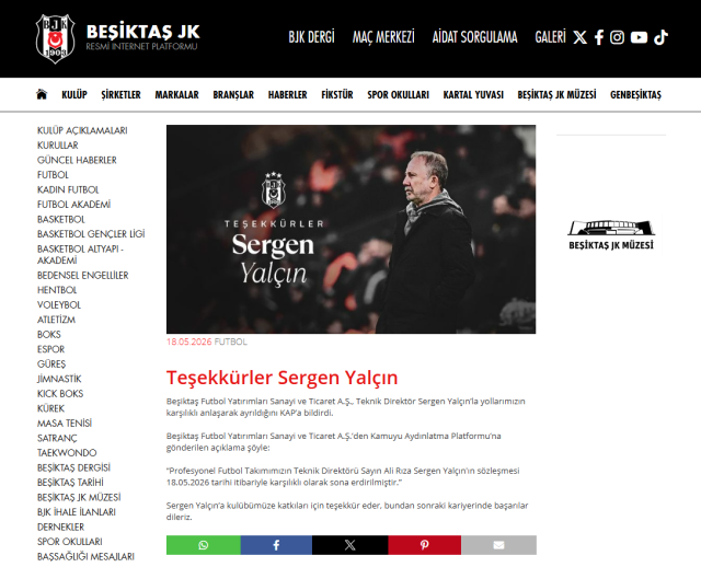 Beşiktaş'ta Sergen Yalçın ile yollar ayrıldı! İşte ilk sözleri