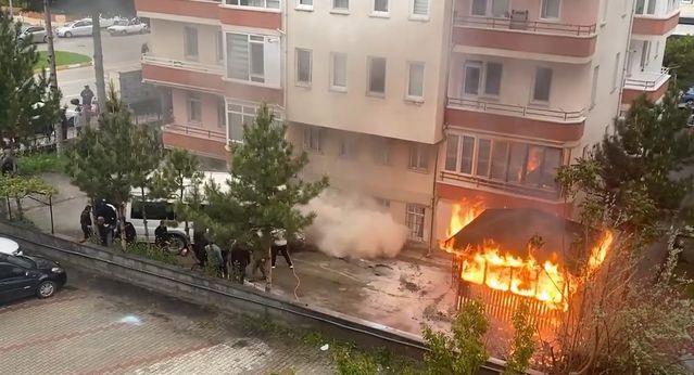 Çorum'da Kameriye Yangını