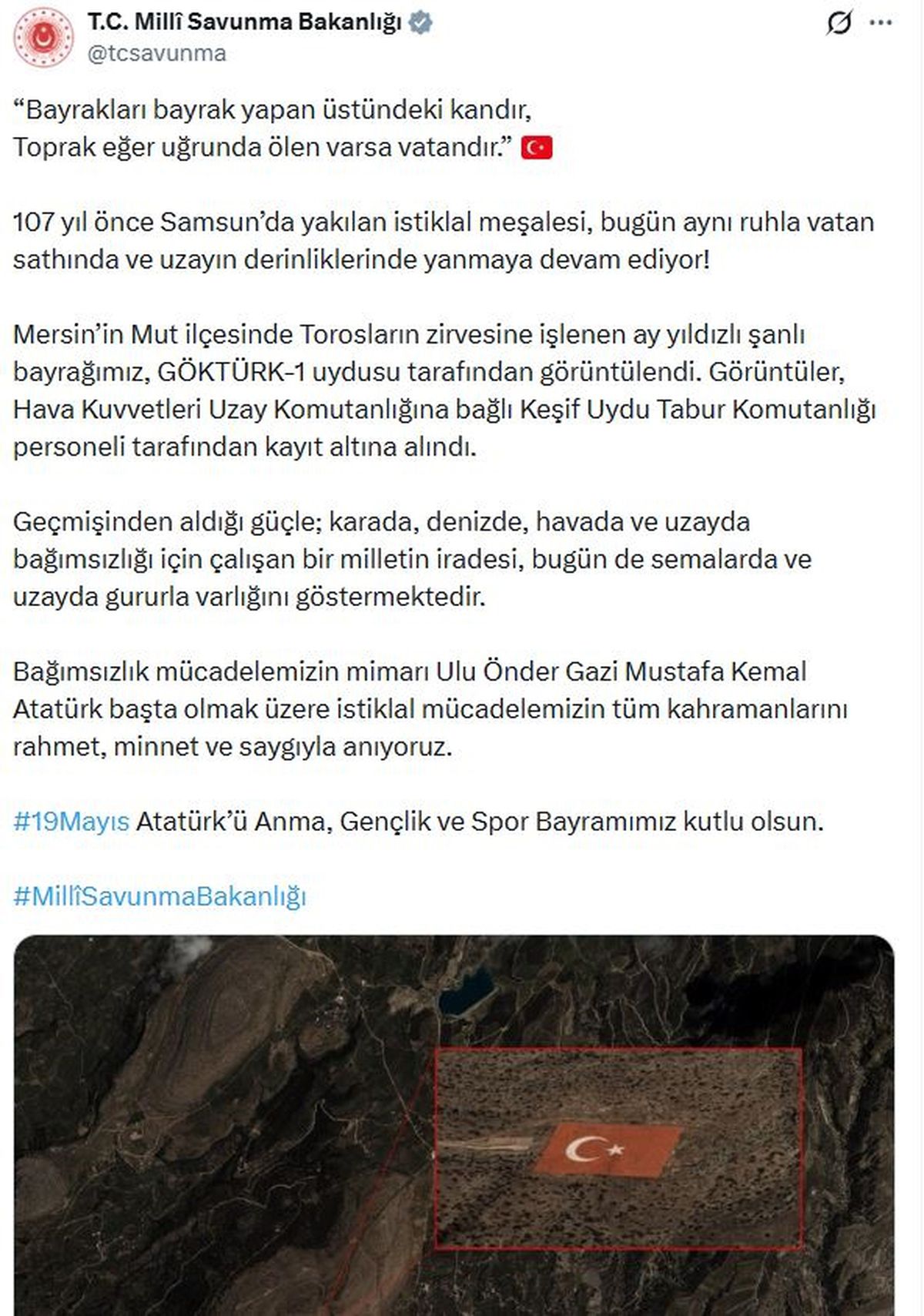 Türk Bayrağı Uzaydan Görüntülendi