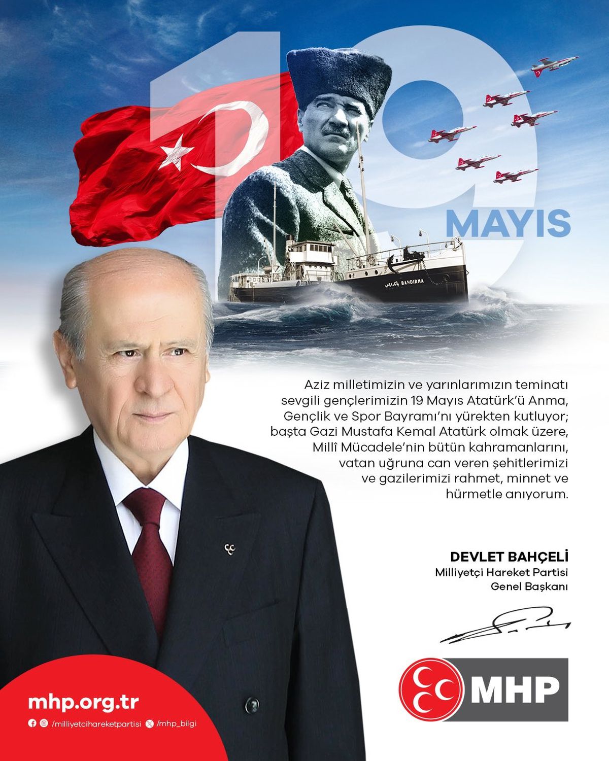 MHP Lideri Bahçeli\'den 19 Mayıs Mesajı