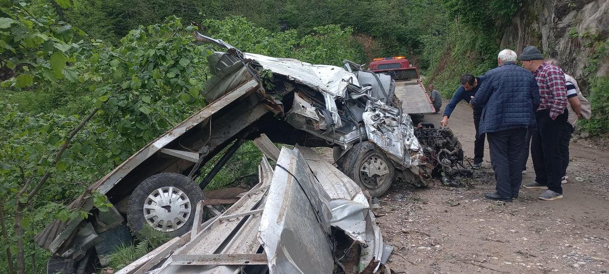 Giresun\'da Kamyonet Uçurumdan Düştü