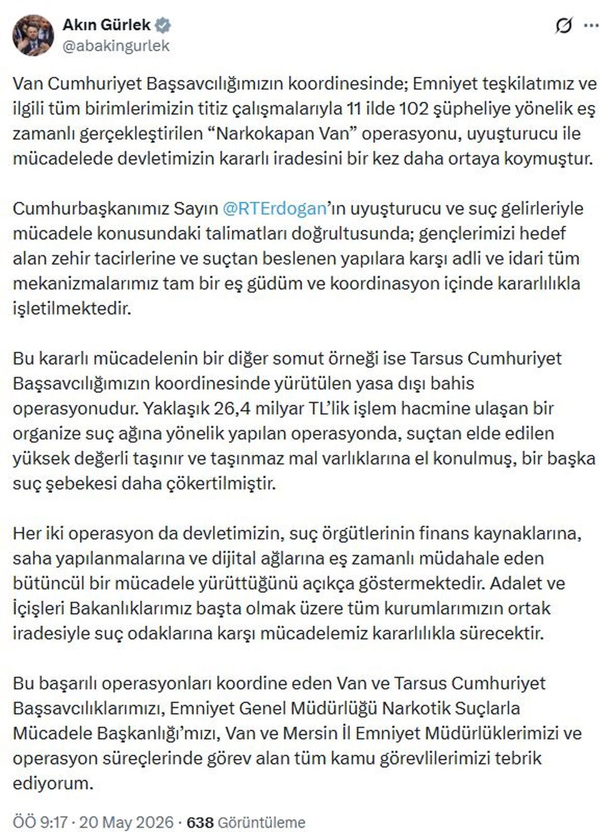 Adalet Bakanı\'ndan iki büyük operasyon açıklaması