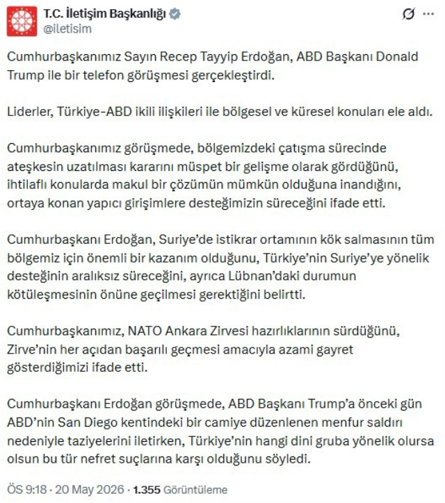 Sürpriz telefon görüşmesi! Trump: Erdoğan çok iyi bir müttefik