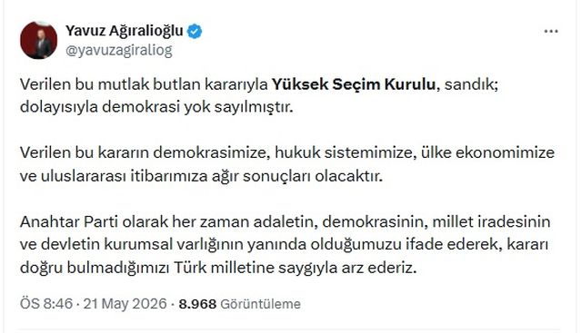 Ağıralioğlu'ndan YSK'ya Sert Eleştiriler