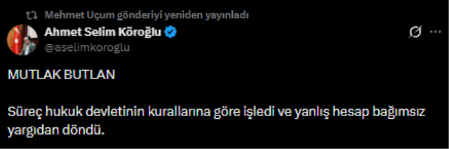 Beştepe'den 'mutlak butlan' kararı için ilk yorum: Yanlış hesap bağımsız yargıdan döndü
