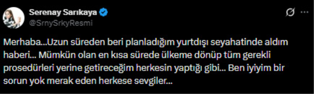 Yakalama kararı çıkarılan Serenay Sarıkaya'dan ilk açıklama! 17 ünlü isim gözaltına alındı