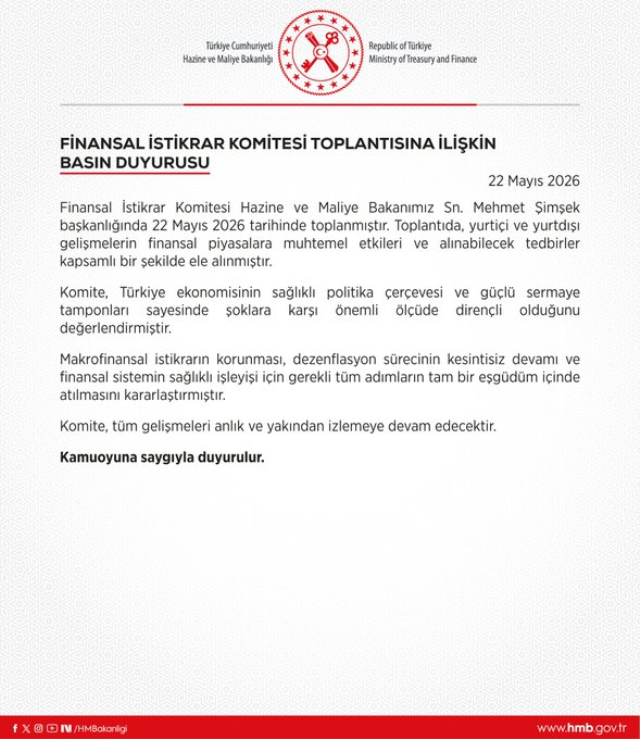 Finansal İstikrar Komitesi: Türkiye ekonomisi şoklara karşı dayanıklı