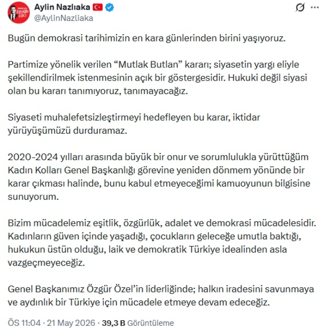 Kılıçdaroğlu'na ikinci şok! Aylin Nazlıaka da görevi kabul etmedi