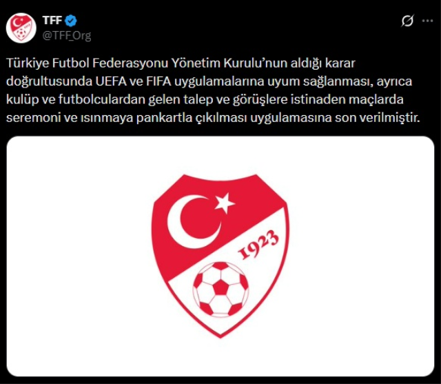 TFF, yıllardır süren uygulamaya son verdi