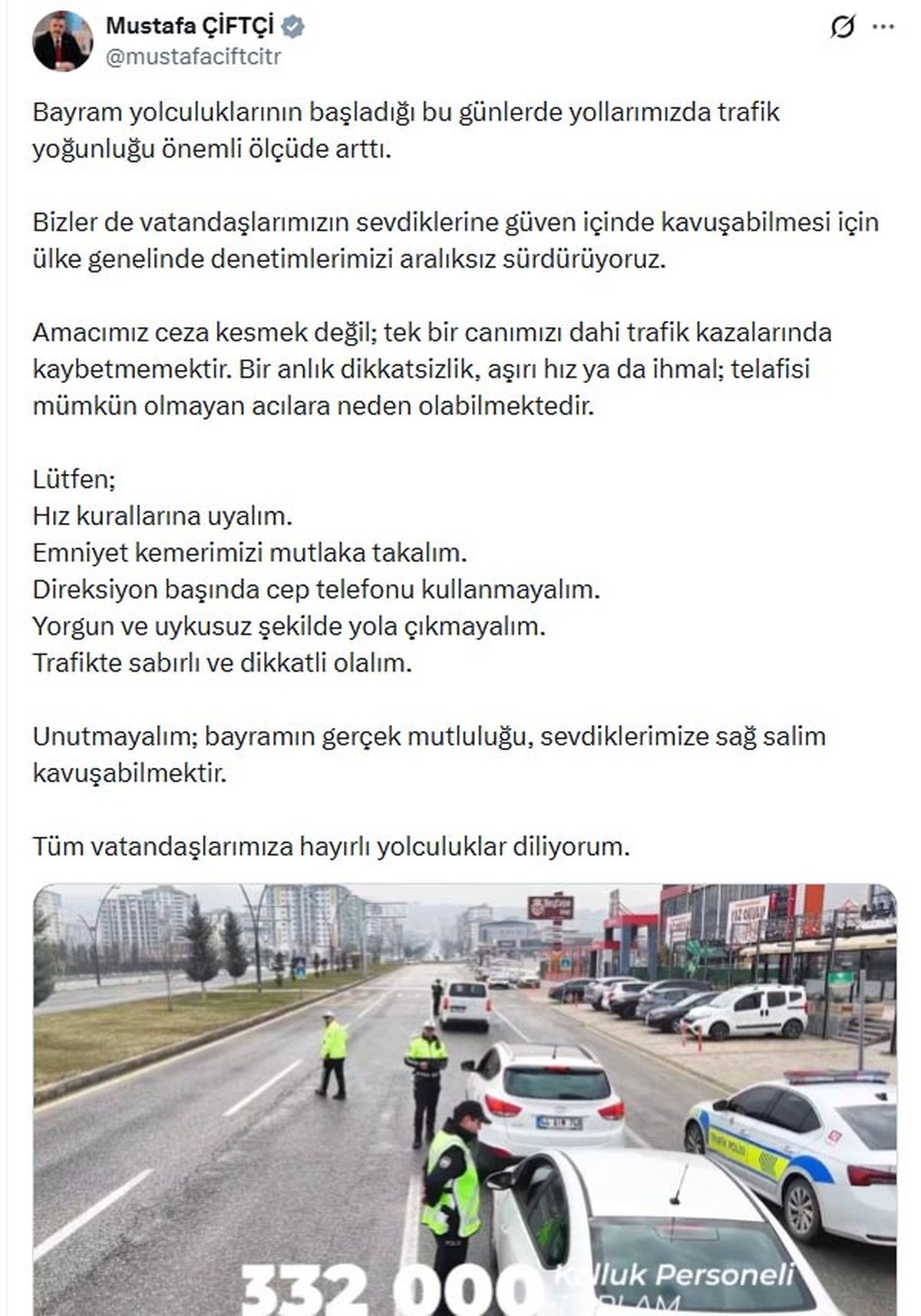 Bakan\'dan Bayram Trafik Uyarısı