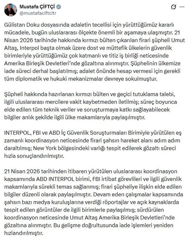 Gülistan Doku Davasında Firari Şüpheli Yakalandı