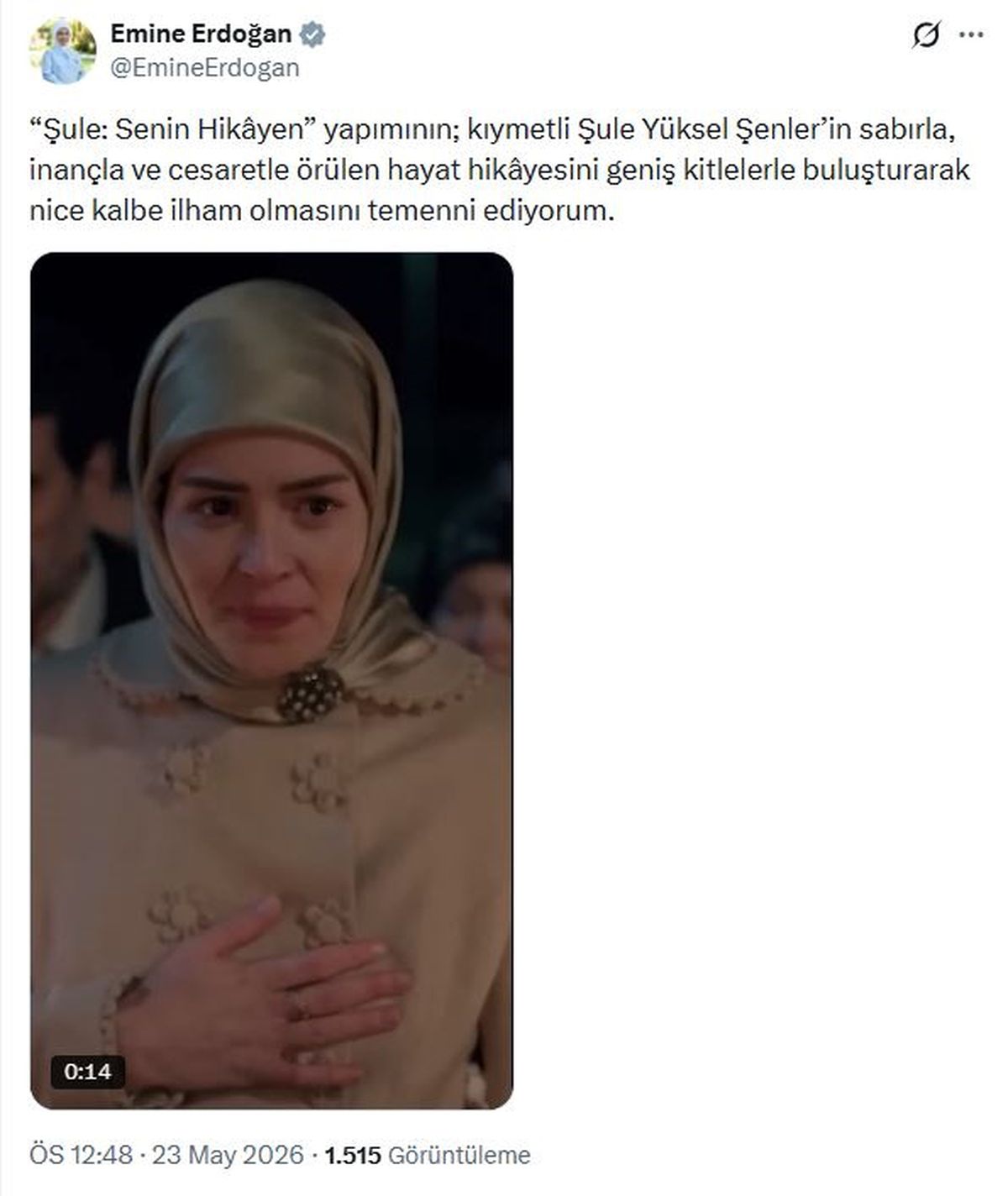 Emine Erdoğan\'dan \'Şule: Senin Hikayen\' dizisine destek
