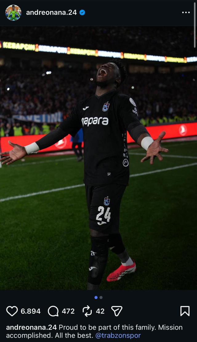 Andre Onana Trabzonspor'a veda etti