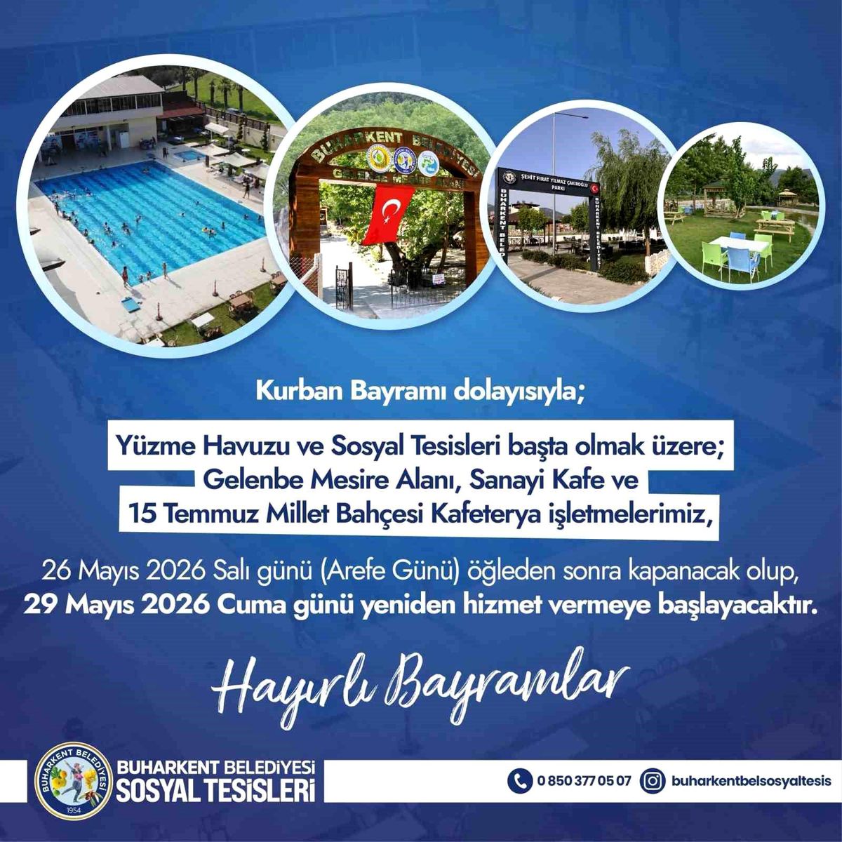 Buharkent Belediyesi\'nden bayramda sosyal tesislerde geçici düzenleme