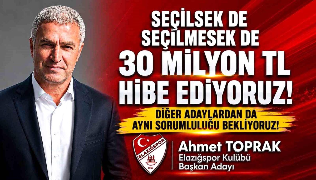 Elazığspor\'a 30 Milyon TL Hibe