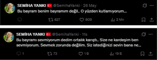 Semiha Yankı'nın bayram mesajı ortalığı karıştırdı! Geri adım atmadı