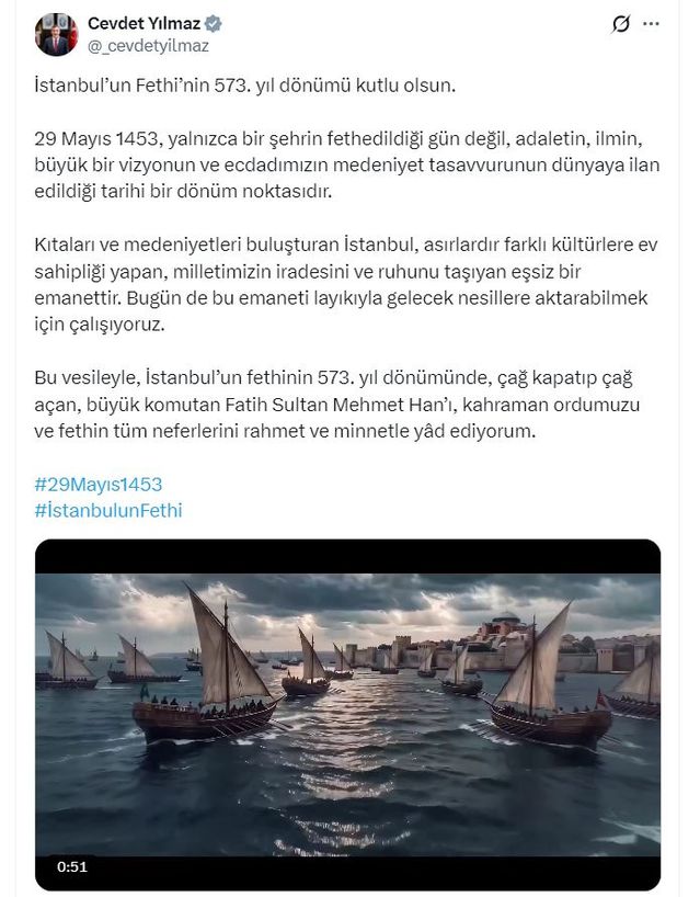 İstanbul'un Fethi'nin 573. Yılı