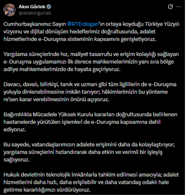 e-Duruşma genişliyor: Bölge adliye mahkemelerinde de uygulanacak