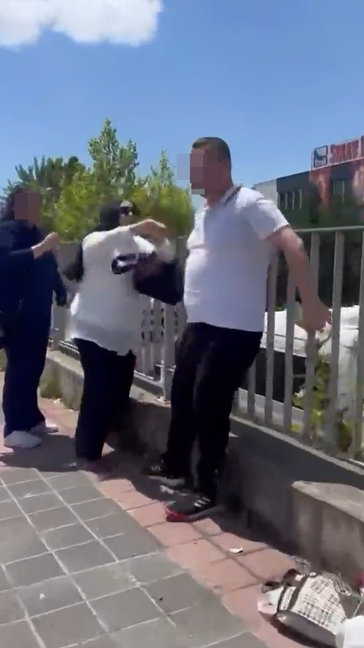 Kavgaya müdahale: Kadın saldırganı itip uzaklaştırdı