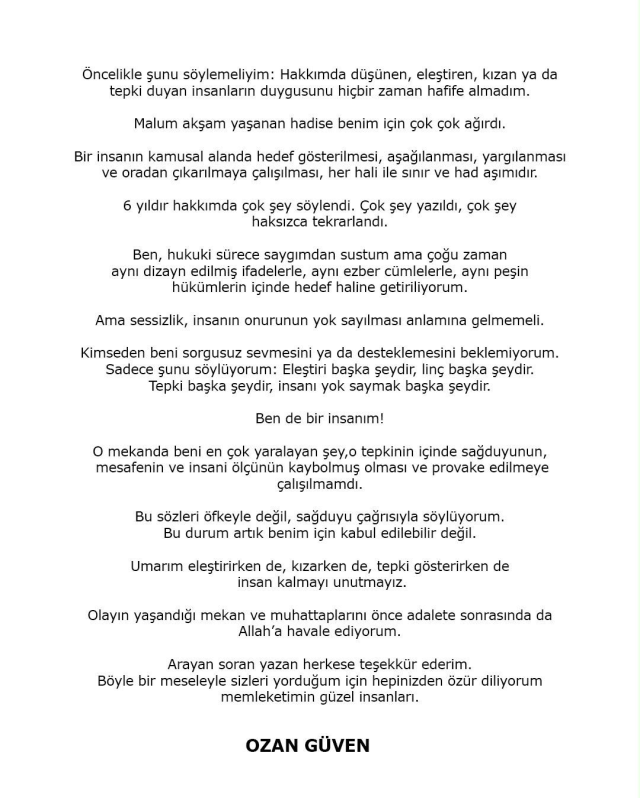 Oturduğu mekandan kovulan Ozan Güven sessizliğini bozdu: Beni en çok yaralayan şey...