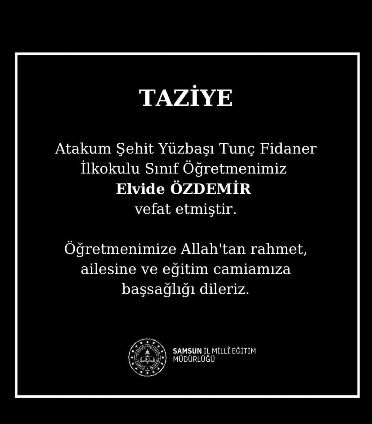 Samsun\'da Öğretmen Elvide Özdemir Kansere Yenik Düştü
