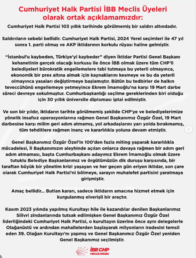 CHP'li İBB Meclis üyeleri taraflarını belli etti: Yerimiz Özgür Özel'in yanıdır