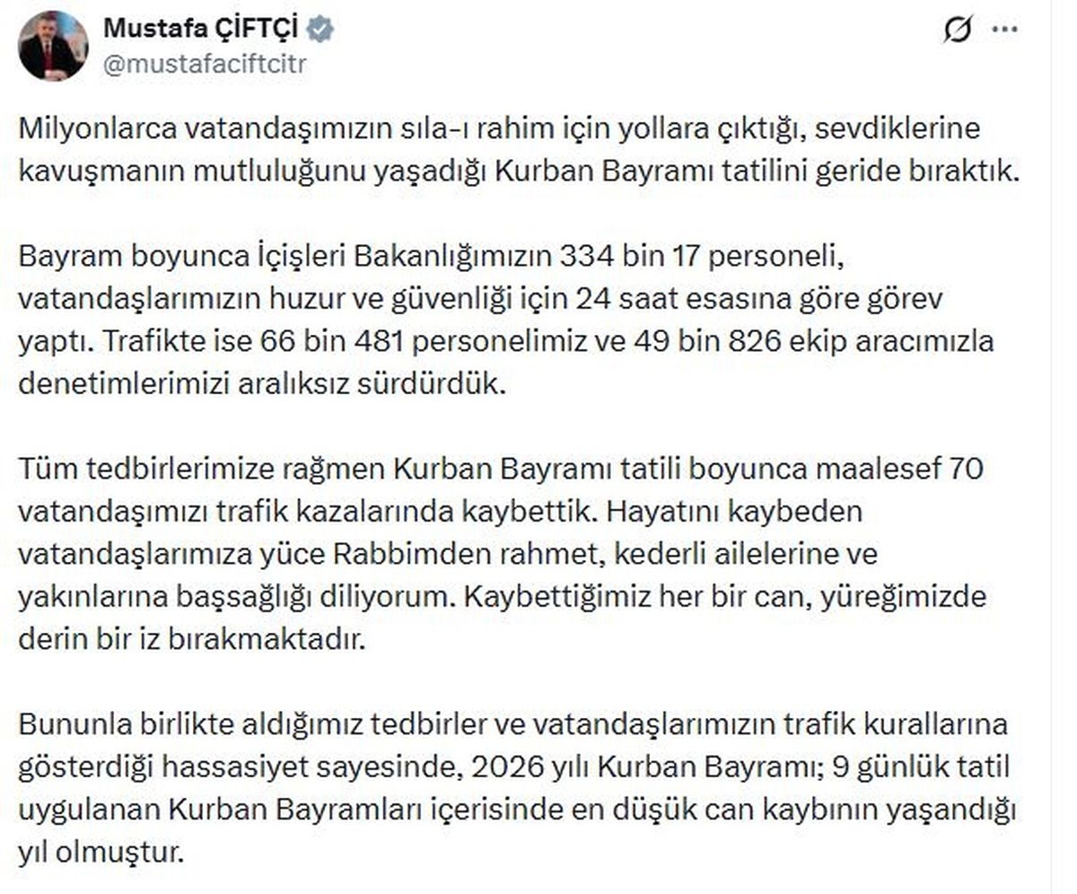 Kurban Bayramı\'nda 70 Kişi Trafik Kazalarında Hayatını Kaybetti