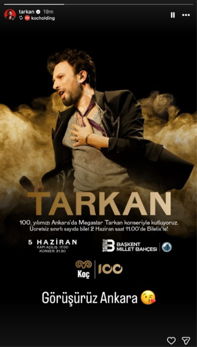 Tarkan ücretsiz konser verecek