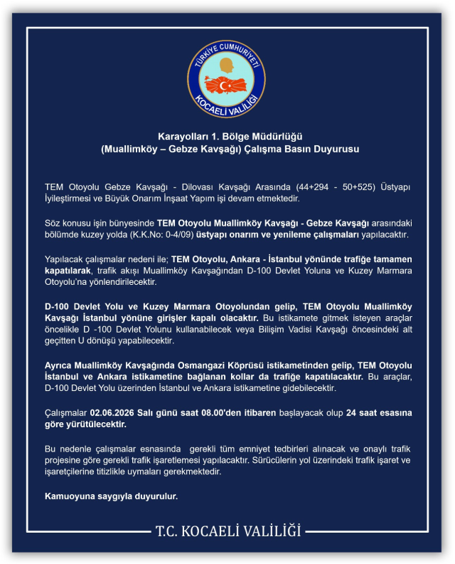 TEM Otoyolu'nda İstanbul yönü trafiğe kapatılıyor