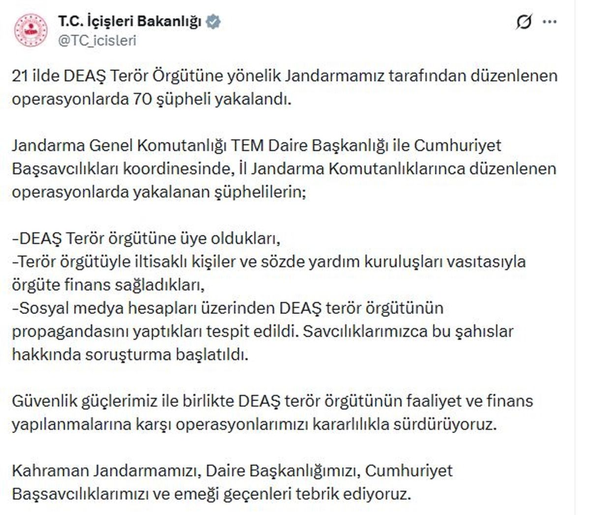 21 İl\'de DEAŞ Operasyonu: 70 Şüpheli Yakalandı