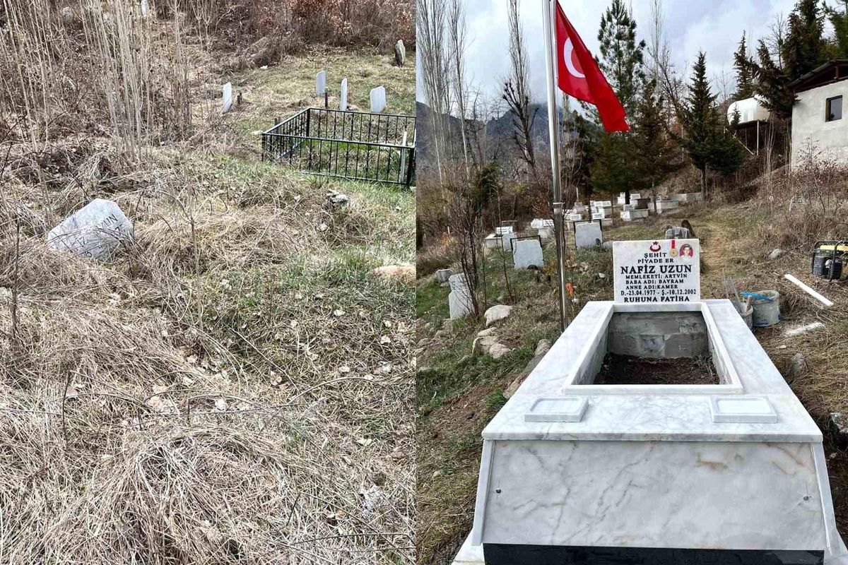 Artvin\'de şehit mezarları yenilendi
