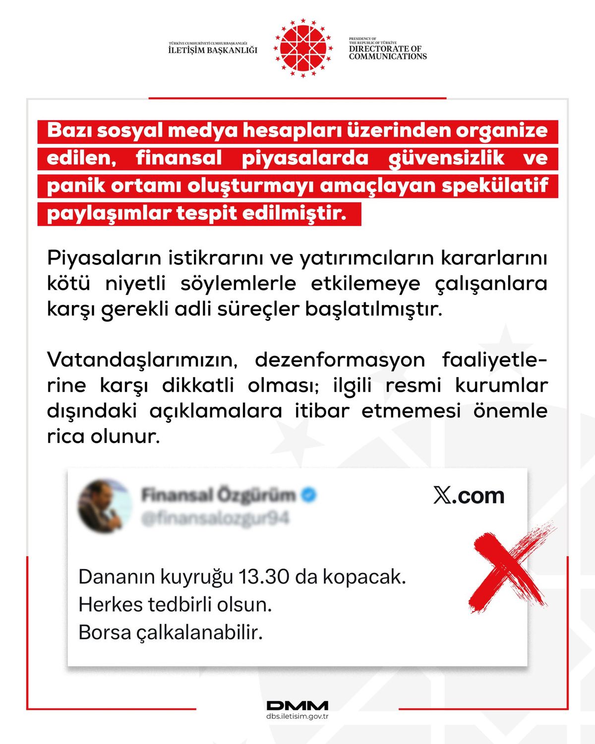 Finansal Piyasalara Dezenformasyon Uyarısı